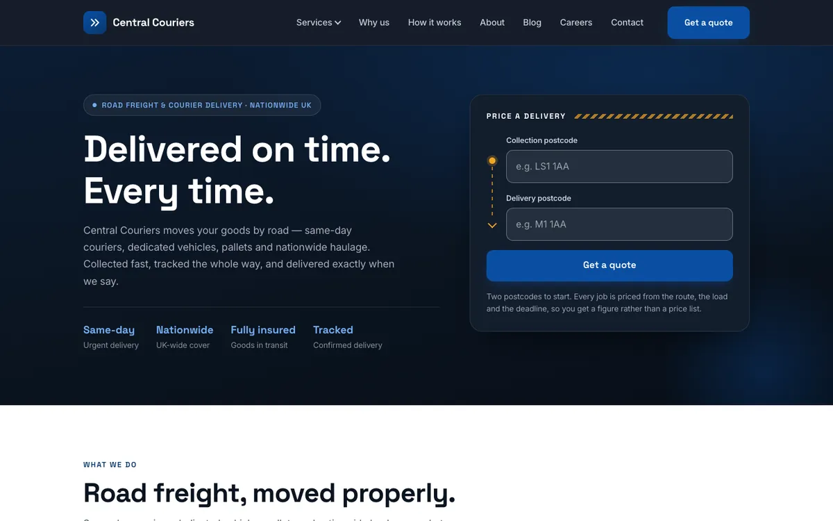 The Central Couriers homepage