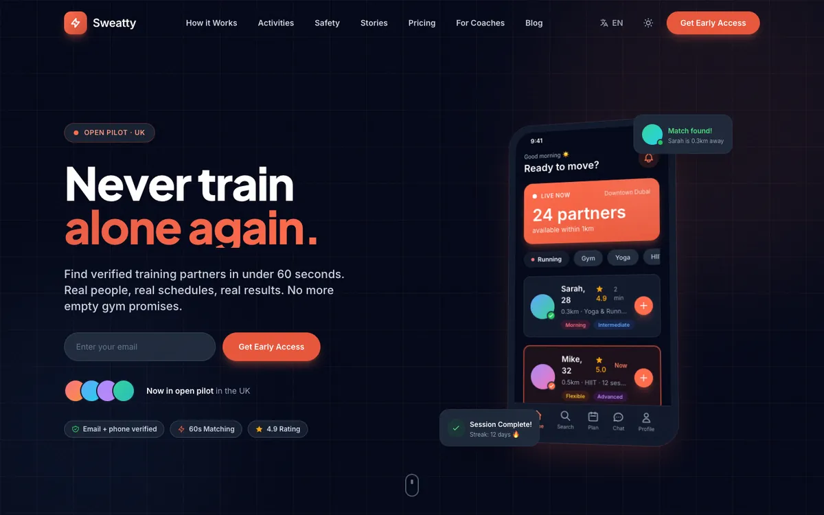 The Sweatty homepage